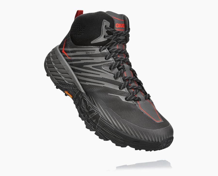 Hoka Australia One One Speedgoat Mid GORE-TEX 2 - Mens Trail Shoes Black - RMVYZ-3627